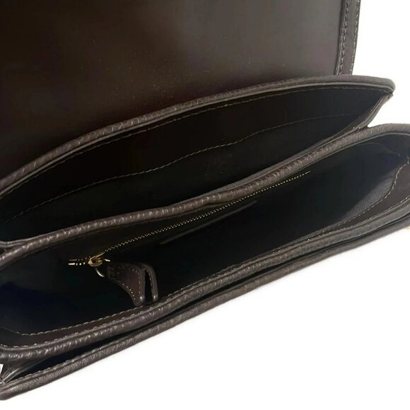 Auth Burberry - 3799403 Dark Brown Light Brown Orange Leather Shoulder Bag - Picture 7 of 8